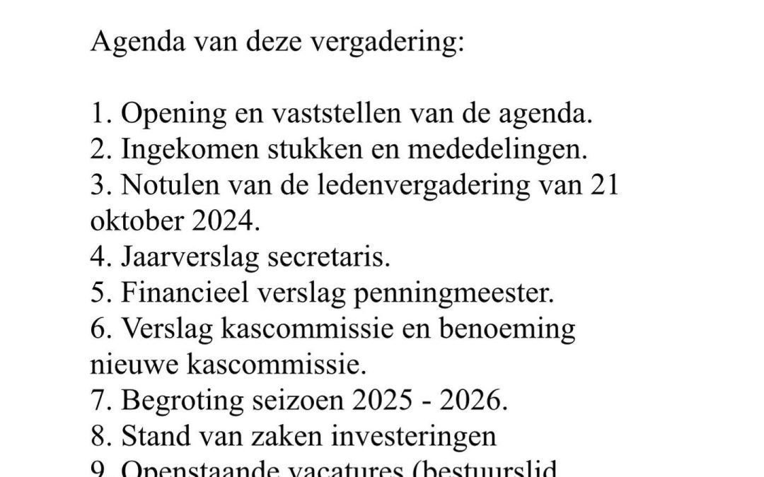 Agenda ALV 27 oktober