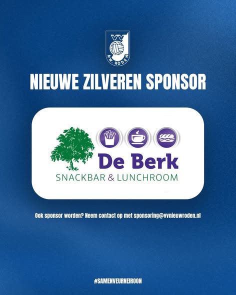 De Berk en de Dorpskamer nieuwe sponsoren VV Nieuw Roden