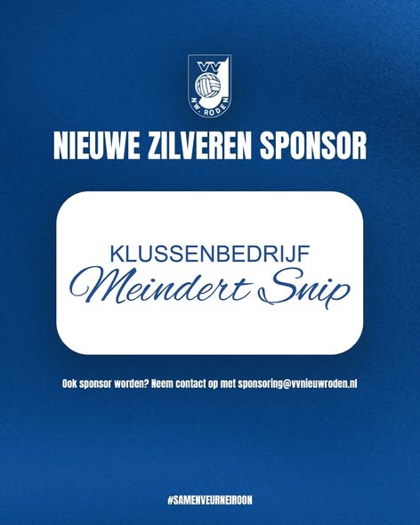 Meindert Snip en ’t Vishuys nieuwe sponsoren VV Nieuw Roden