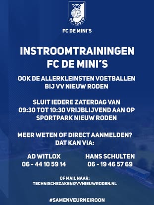 Kom voetballen bij FC de mini’s !
