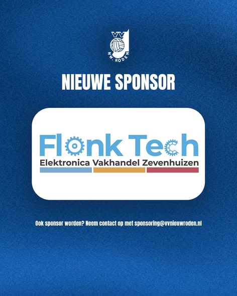 Flonk Tech nieuwe sponsor VV Nieuw Roden